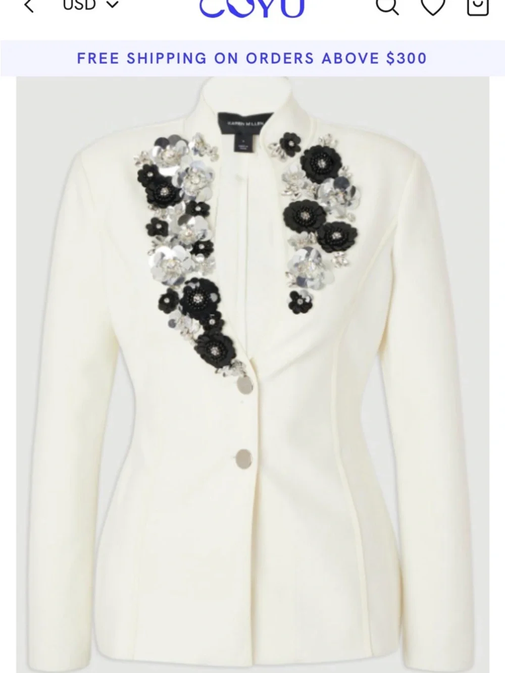 Karen Millen White Embellished Floral Appliqué Jacket - Picture 5 of 16